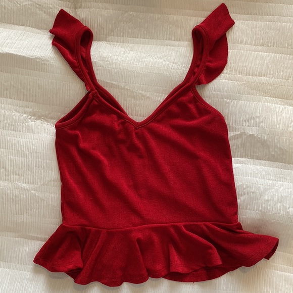 Dark Red Ruched Top - Picture 2 of 3